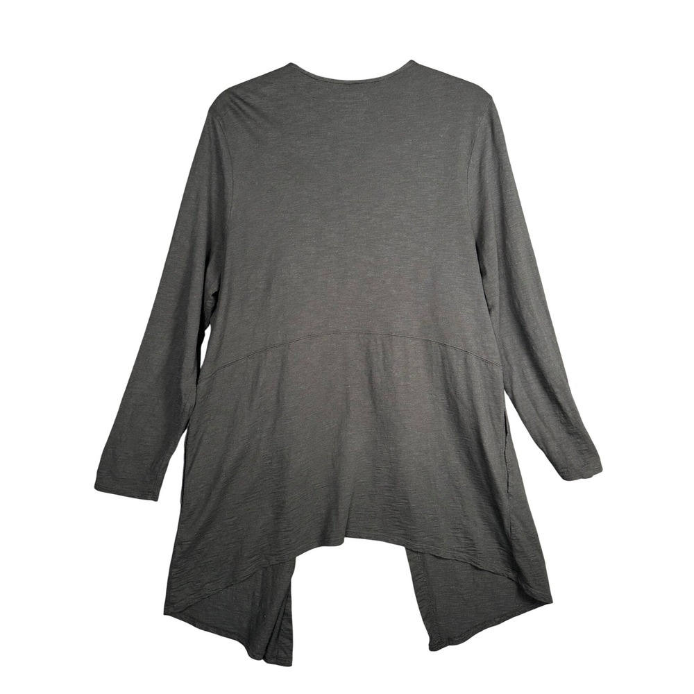 Chicos Open Cardigan Black Large Ultimate Tee Open‎ Front Slub Knit Pockets - Picture 8 of 10